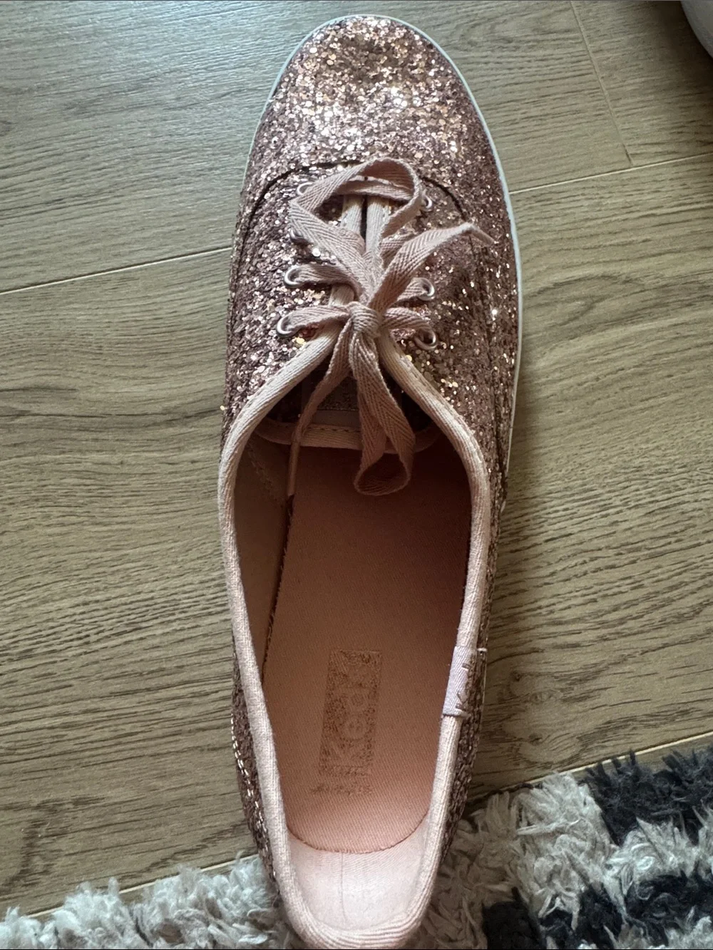 Keds Rose Gold Glitter Lace-Up Sneakers